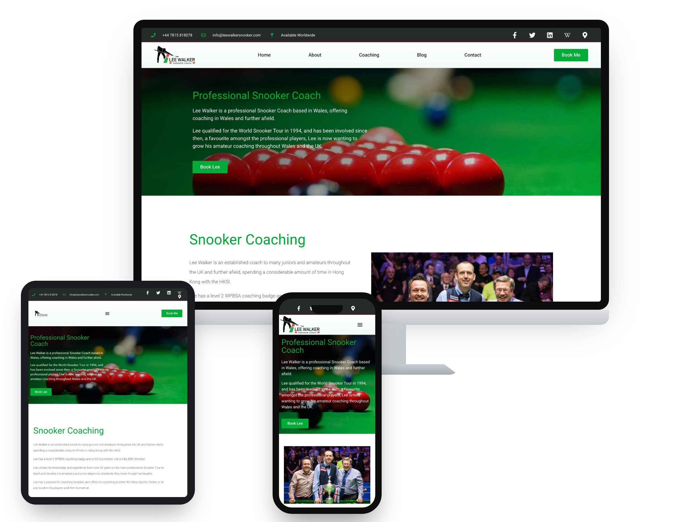 Lee Walker Snooker Coach — Web Design by Xpose