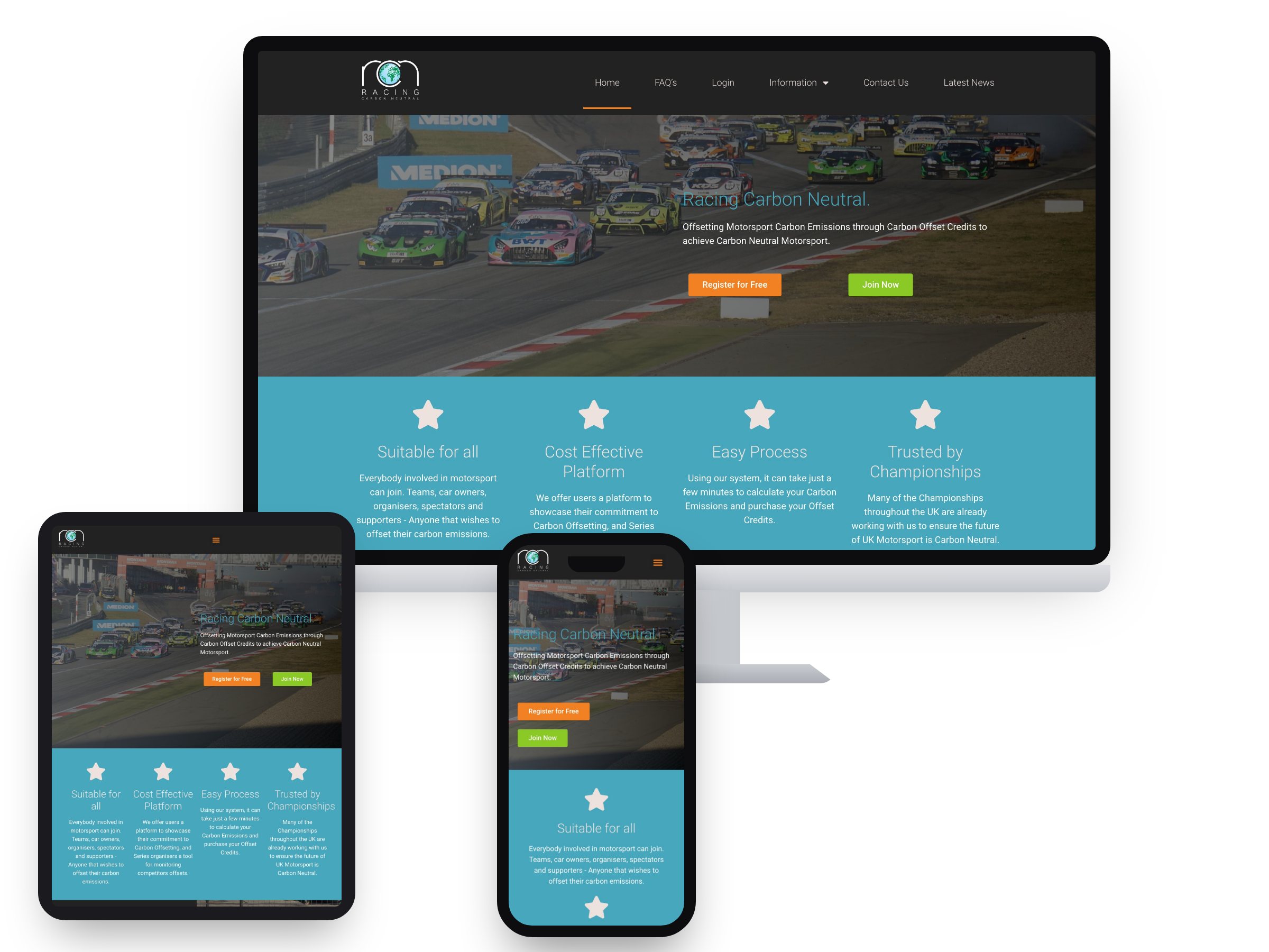 Racing Carbon Neutral — Web Development project by Xpose