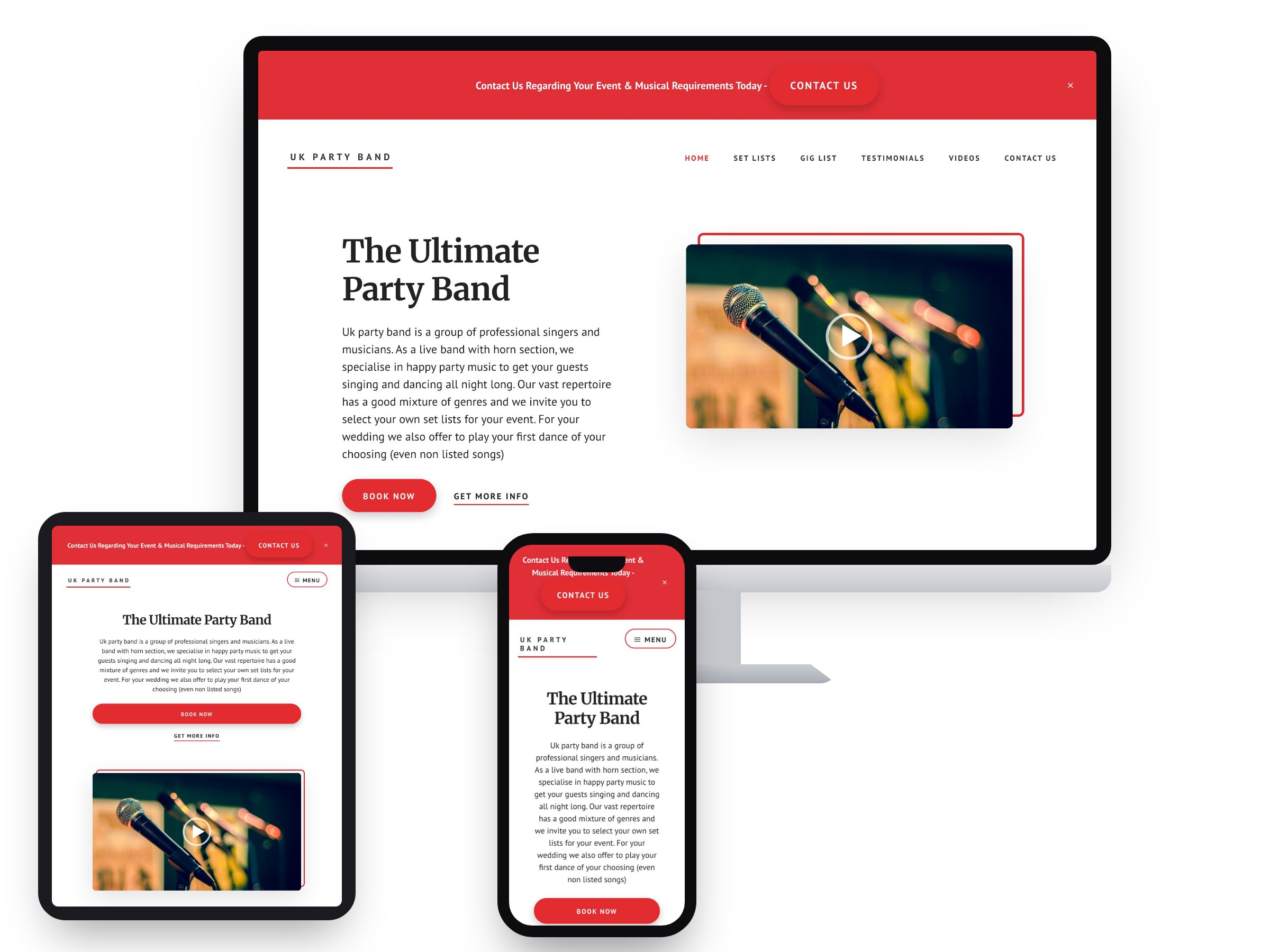 UK Party Band — Web Design by Xpose
